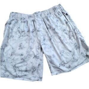 Legends Gym Performance Short Men L Marble 7" Linerless White Running Active